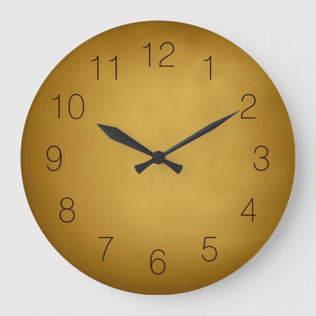 Warmes Erdfarben-Goldgelbes ockerhaltiges reiches Große Wanduhr (Vorderseite)