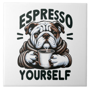 Warmes Espresso Bulldog - Cosy Coffee Fliese