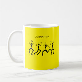 Warmes Gelb und Silhouette Happy Party Tänzer Kaffeetasse