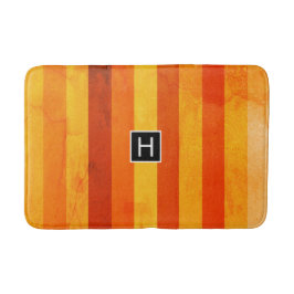 Warmes, gewittertes Orange Red Stripes Monogramm Badematte