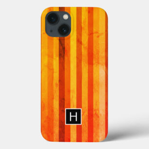 Warmes, gewittertes Orange Red Stripes Monogramm title_seo2