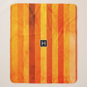 Warmes, gewittertes Orange Red Stripes Monogramm Sherpadecke