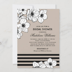 Warmes graues Anemone Floral Wedding Brautparty Einladung
