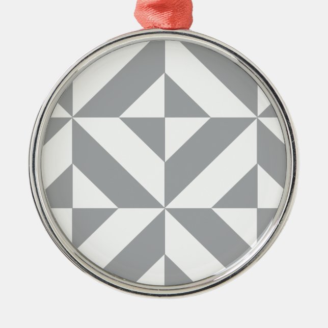 Warmes graues geometrisches Deko Cube Muster Ornament Aus Metall (Vorne)