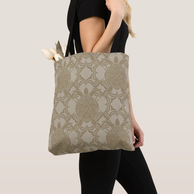 Warmes graues Meer Schildkröte Tote Bag Tasche (Von Nahem)