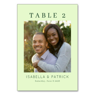 Warmes grün minimalistisches Foto Tischnummer