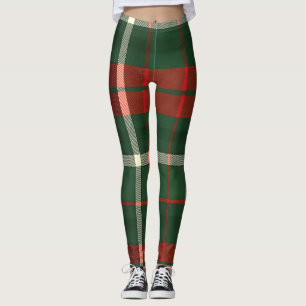 Warmes Kariertes Design in Rot, Grün und Weiß Leggings
