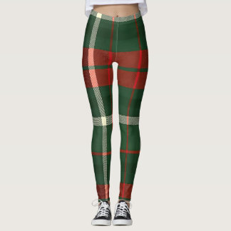 Warmes Kariertes Design in Rot, Grün und Weiß Leggings