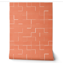 Warmes Orange Abstrakt geometrisches Gitter Muster Tapete