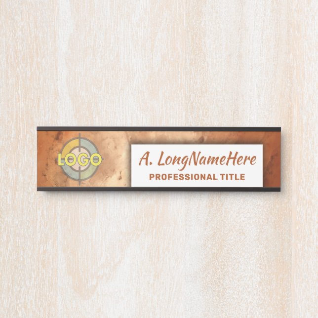 Warmes Orange Modern Namplate Beruflich Office Türschild (Vorderseite )