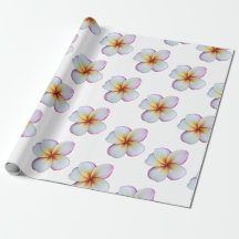 Warmes Pink Plumeria Wrapping Paper