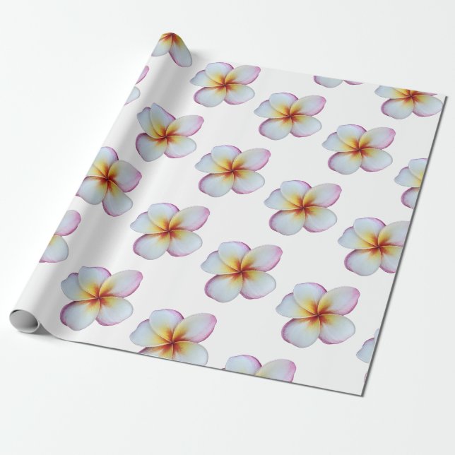 Warmes Pink Plumeria Wrapping Paper Geschenkpapier (Ungerollt)