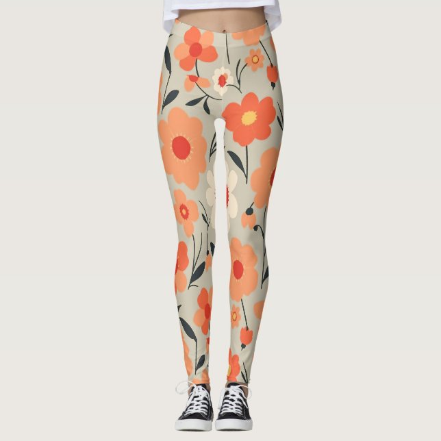 Warmes Retro-Muster Leggings (Vorderseite)