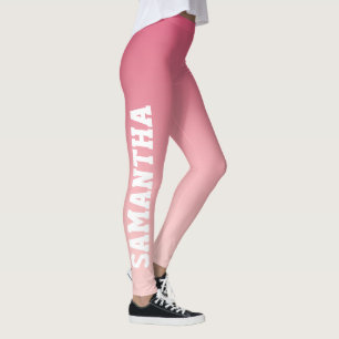 Warmes Rosa bis Rosa Rosa Ombre Individuelle Name  Leggings