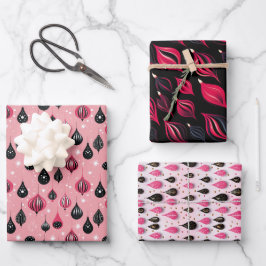 Warmes rosa, frisches, zeitgenössisches Urlaubsdes Geschenkpapier Set