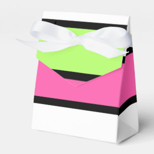 Warmes Rosa, kalkgrüne, schwarze und weiße Streife Geschenkschachtel