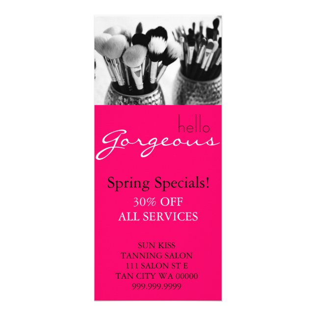 Warmes Rosa Makeup Artist Brush Salon Flyer Menü (Vorne)