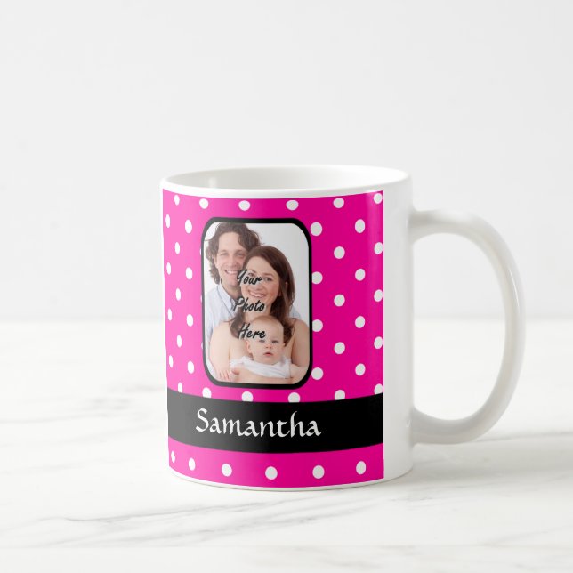 Warmes rosa Polster-Punktmuster Kaffeetasse (Rechts)