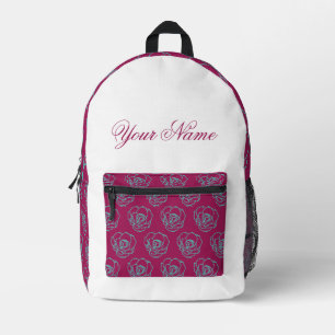 Warmes rosa und Aquamarines Blumenmuster Bedruckter Rucksack