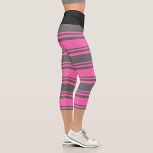 Warmes rosa und dunkelfarbenes Muster Capri Leggings