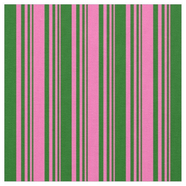 Warmes, rosa und dunkelgrünes, gestreiftes Muster Stoff (Nahaufnahme)