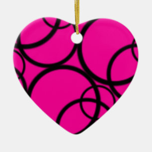 Warmes Rosa und Kreise Keramik Ornament