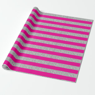 Warmes Rosa und Silberstreifen der Glitzer - Umsch Geschenkpapier