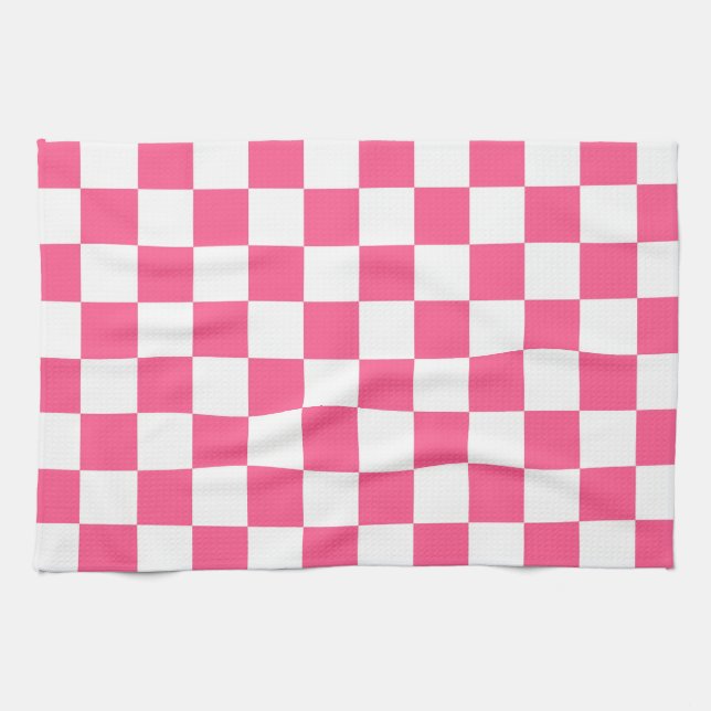 Warmes Rosa und Weiß Geschirrtuch (Horizontal)