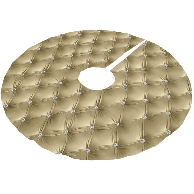 Warmes Soft Gold Imitate Velvet Polyester Weihnachtsbaumdecke (Schrägansicht)