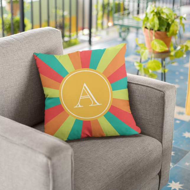 Warmes Sommer Personalisiertes Monogramm Name Farb Kissen (Von Creator hochgeladen)