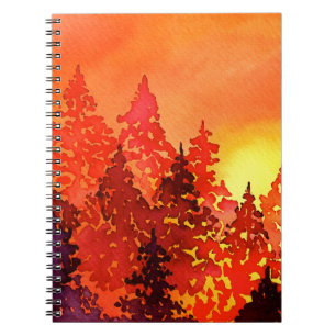 Warmes Sonnenuntergang Wasserfarben-Notebook Notizblock