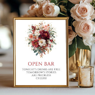Warmes Terrakotta Boho Burgund Open Bar Tischplatt Poster