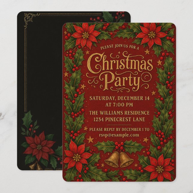 Warmes und festliches Weihnachtsfest Weihnachten P Einladung (Vorne/Hinten)