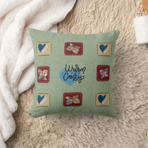 Warmes und gemütliches Patchwork Herzkissen Kissen