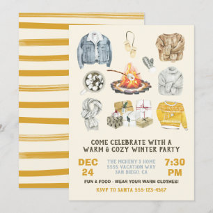 Warmes und gemütliches Winter Party Weihnachtsfeue Einladung