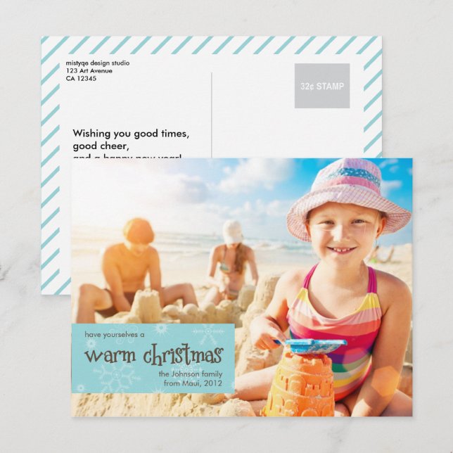 Warmes Weihnachts-Foto Weihnachtskarte Feiertagspostkarte (Vorne/Hinten)