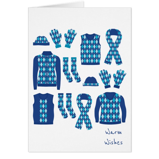 Warmes wünscht Raute-Muster-Items-Karte - Blau (Vorne)
