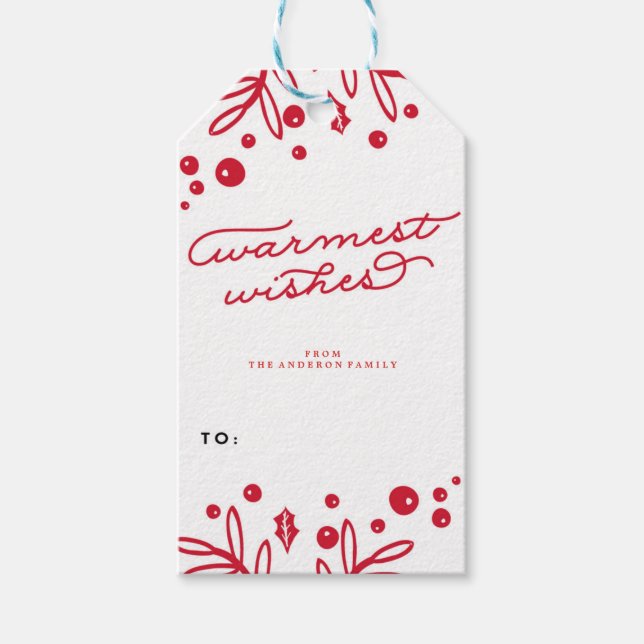 WARMEST WÜNSCHT Weihnachten Weihnachten Geschenkta Geschenkanhänger (Vorderseite)