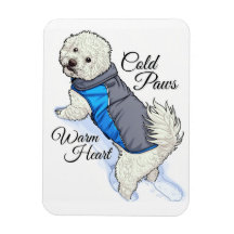 Warmherz-Magnet mit Bichon-Frise-Schnee-Foto