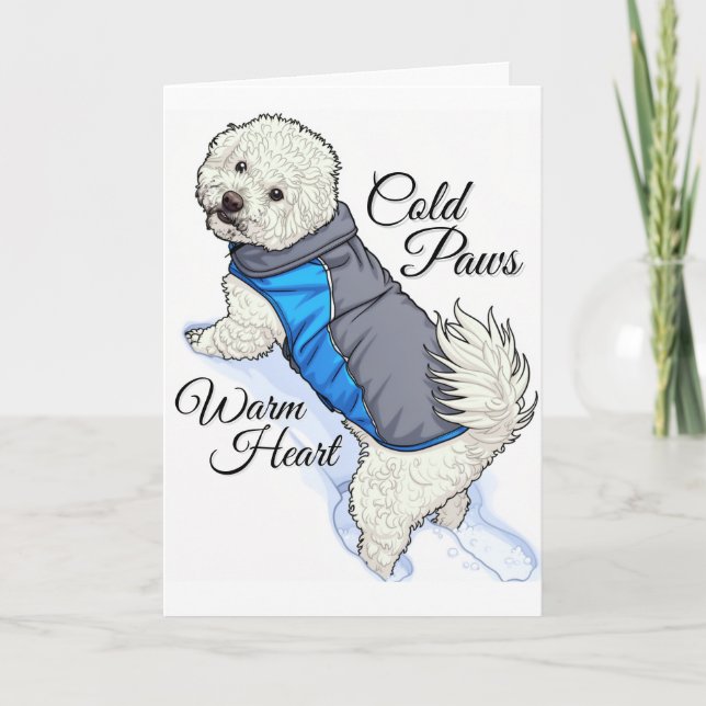 Warmherziger Schnee Bichon Karte (Vorderseite)