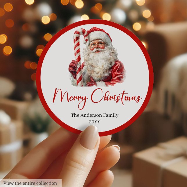 Warmish Santa Claus Cozy Christmas Gift Label Runder Aufkleber (Warmish Santa Claus Cozy Christmas Gift Label)