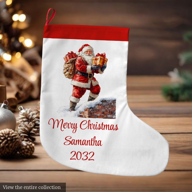 Warmish Santa Claus Cozy Red White Holiday Socks Großer Weihnachtsstrumpf (Warmish Santa Claus Cozy Red White Holiday Stocking)
