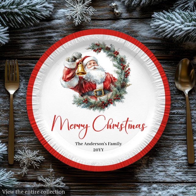 Warmish Santa Claus Trendy Modern Holiday Plates Pappteller (Warmish Santa Claus Trendy Modern Holiday Paper Plate)