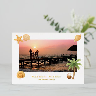 Warmseher Strand Foto Modernes Weihnachten Folien Feiertagskarte