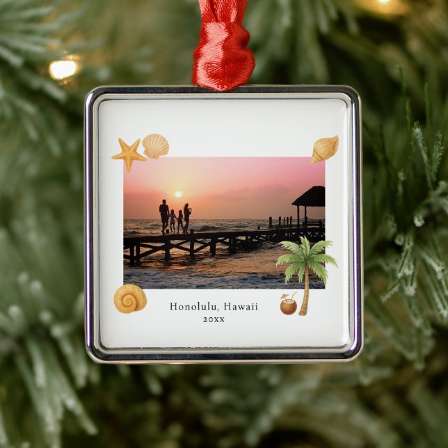 Warmseher Strand Foto Modernes Weihnachten Ornament Aus Metall (Baum)