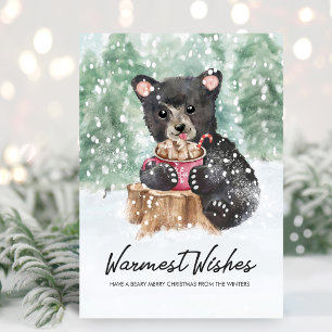 Warmste-Wünsche-Bärenjunges-Kakao-Weihnachten Feiertagskarte