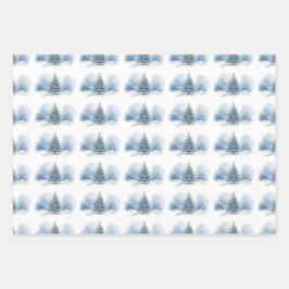 Warmste Wünsche Schnee bedeckt Evergreen Tree Geschenkpapier Set