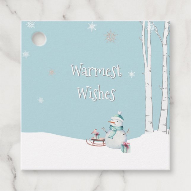 Warmwill Snowman-Schlittengeschenke Geschenkanhänger (Vorderseite)