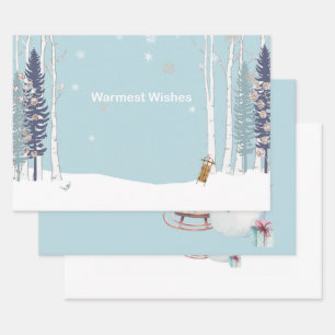 Warmwill Snowman-Schlittengeschenke Geschenkpapier Set