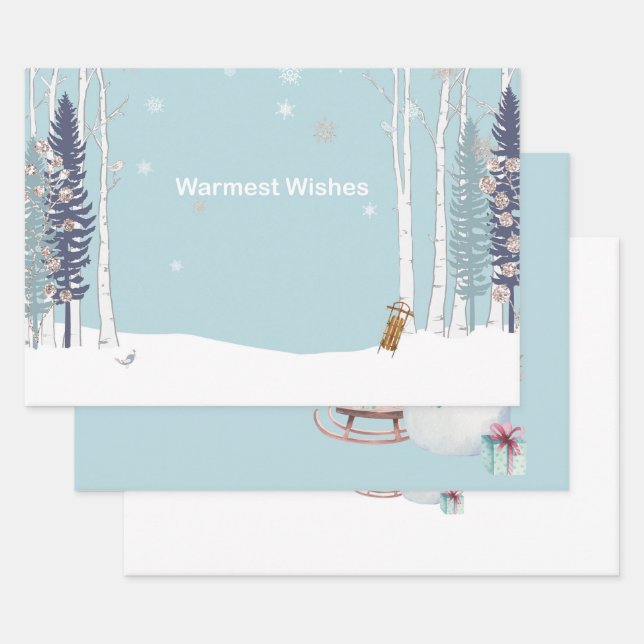 Warmwill Snowman-Schlittengeschenke Geschenkpapier Set (Set)